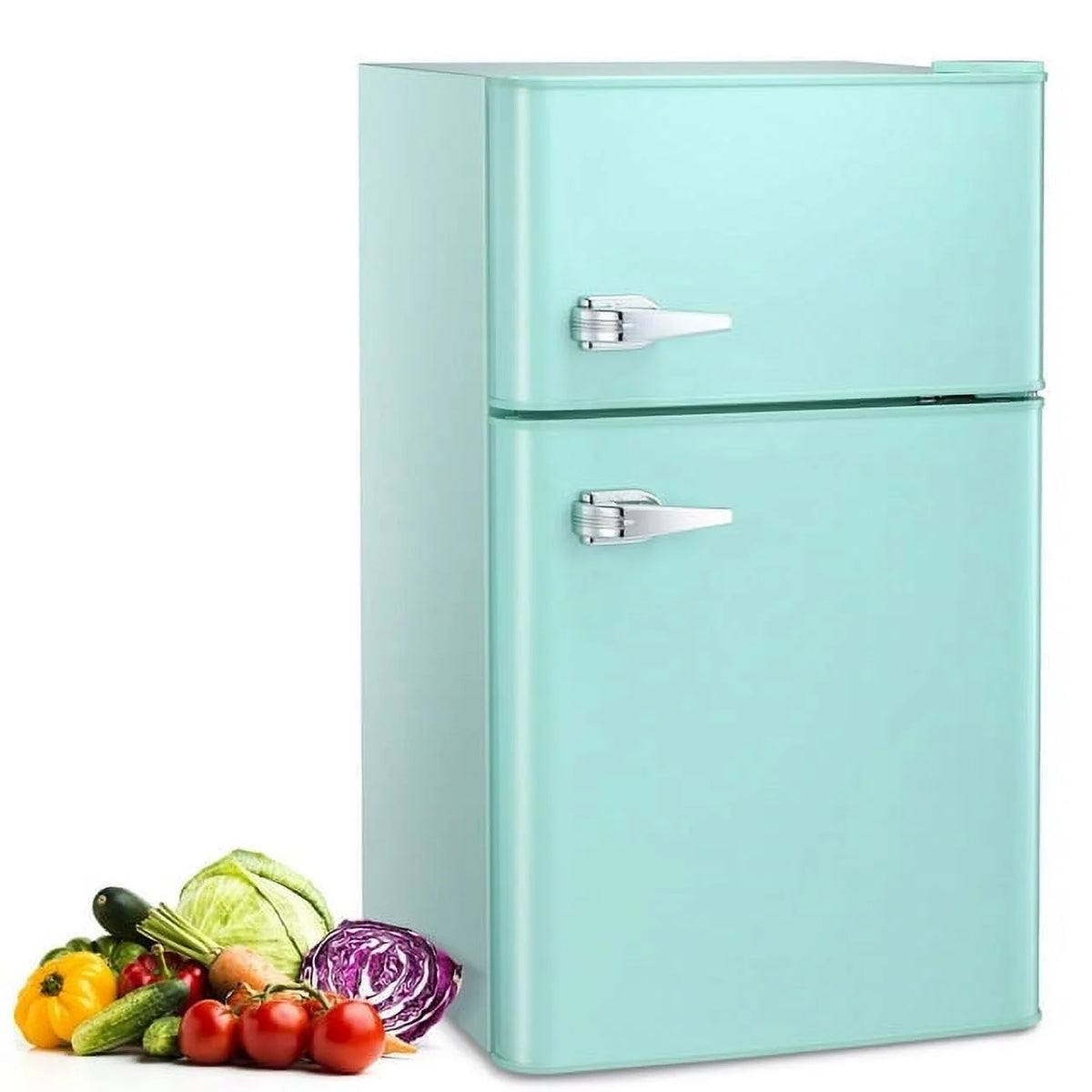 Mini Refrigerator 3.2Cu.Ft Compact Fridge 2-Double Doors with a Freezer V425756