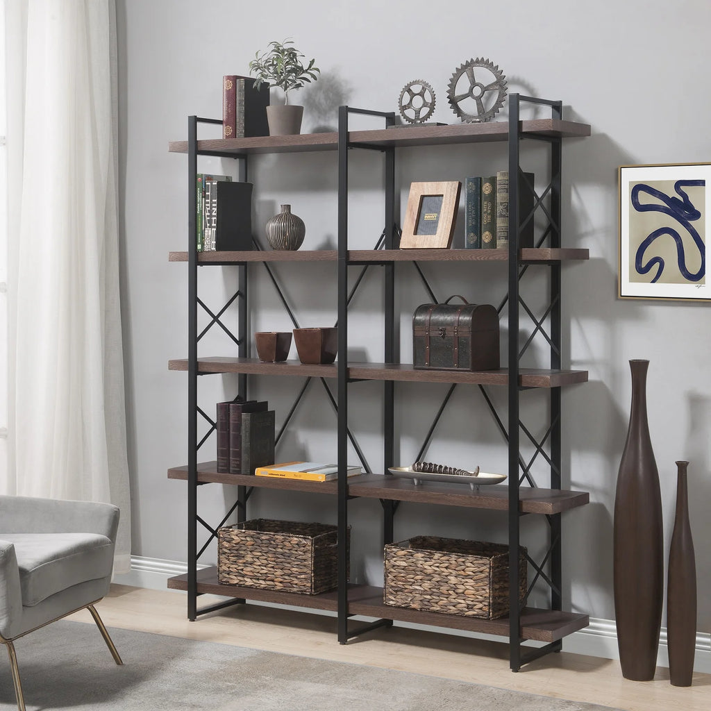 5 Tier Bookshelf with Metal Frame P1189