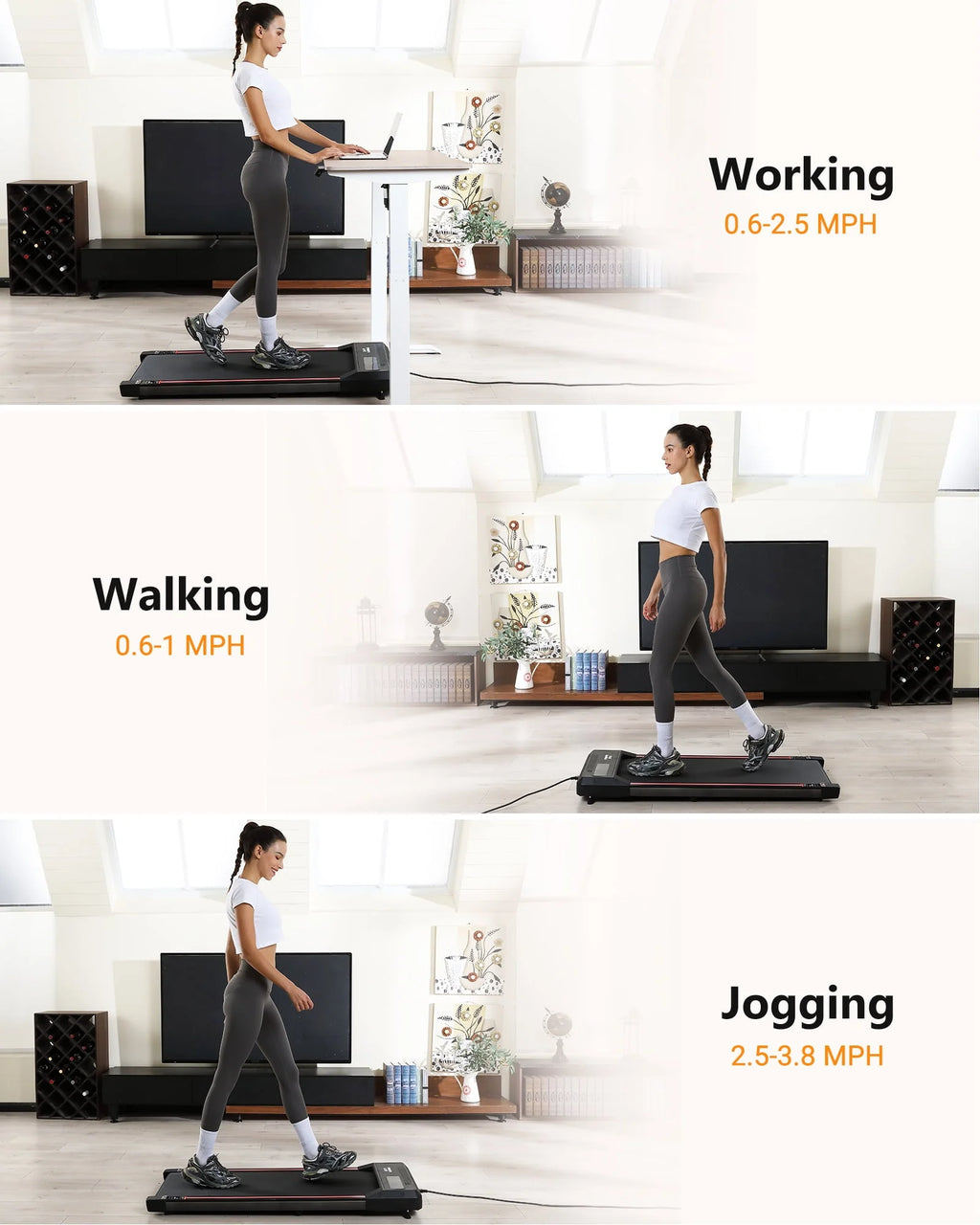 2.5 HP Under Desk Treadmill with Remote Control O14448