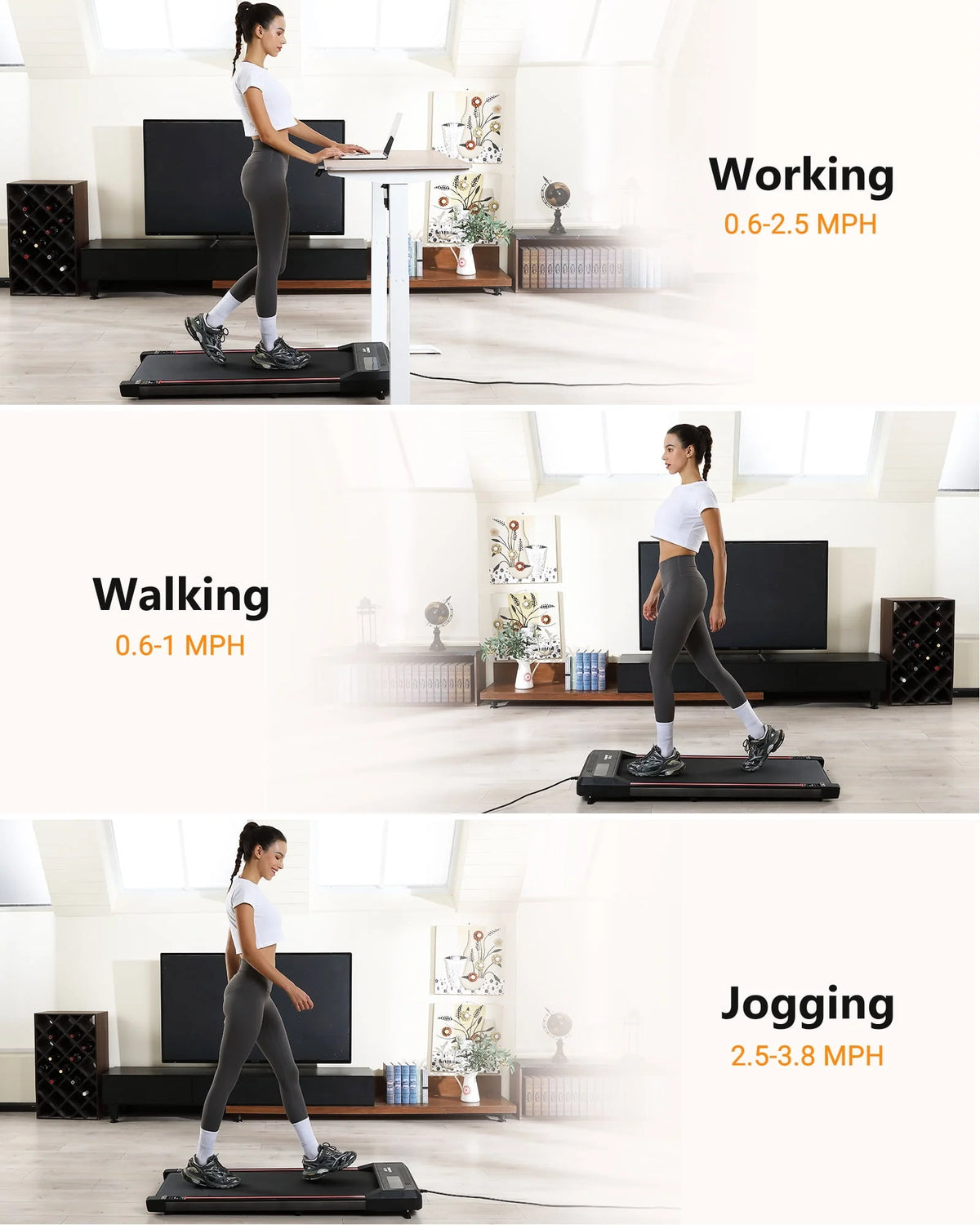 2.5 HP Under Desk Treadmill with Remote Control O14448
