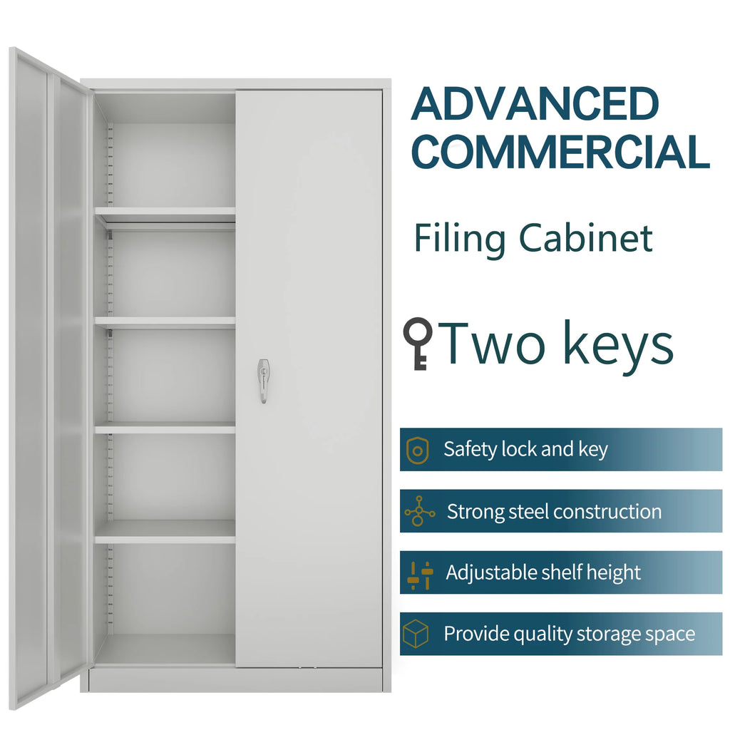 Metal Storage Cabinets with 4 Adjustable Shelves & 2 Locking Doors W15406