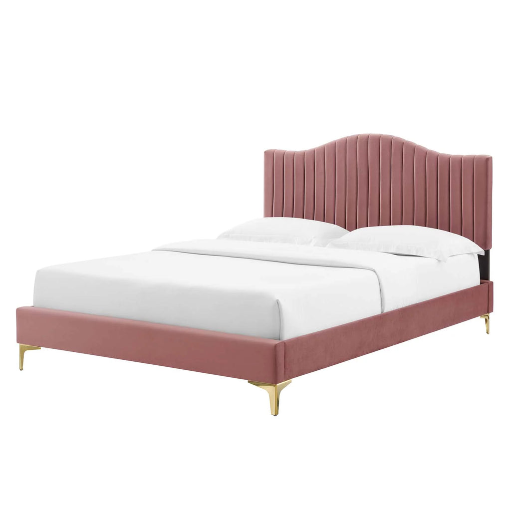 Pink Velvet Tufted Twin Size Platform Bed Frame Y7064