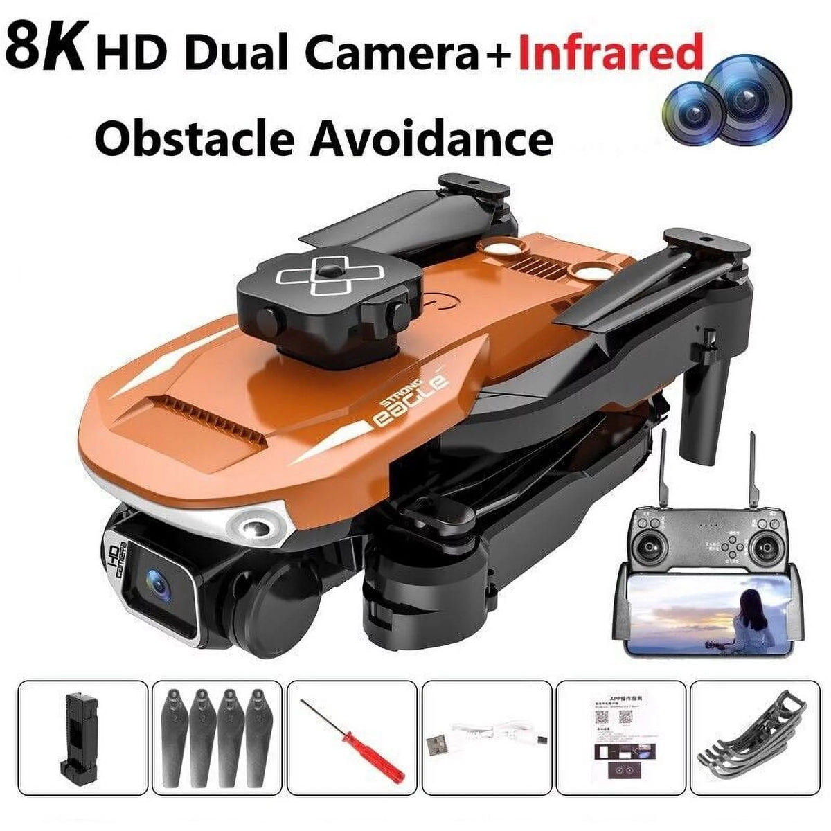 Foldable 5G 4K Drone with HD Dual Camera Orange U203560