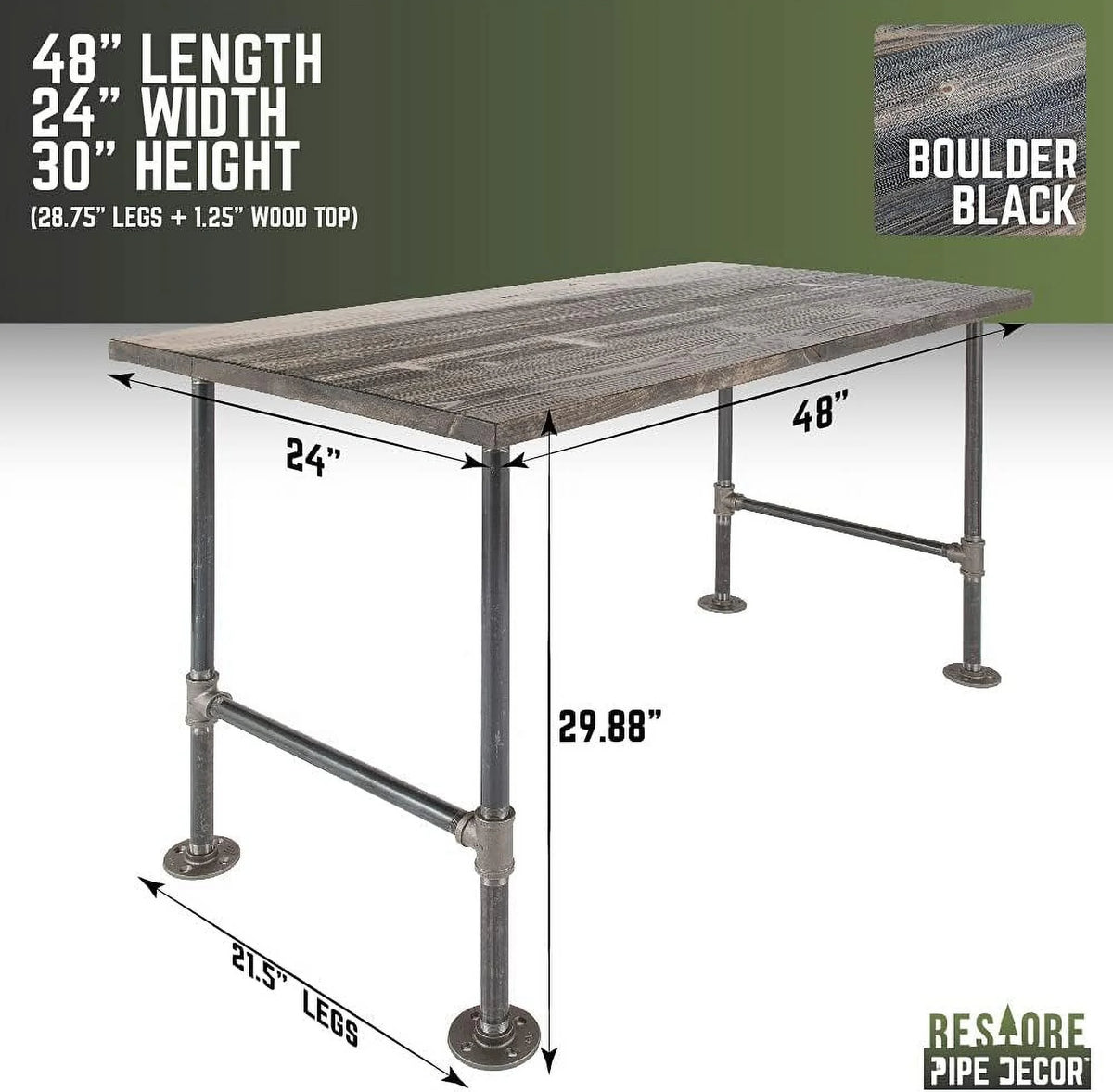 Wood Office Desk with Industrial Pipe Legs M27989