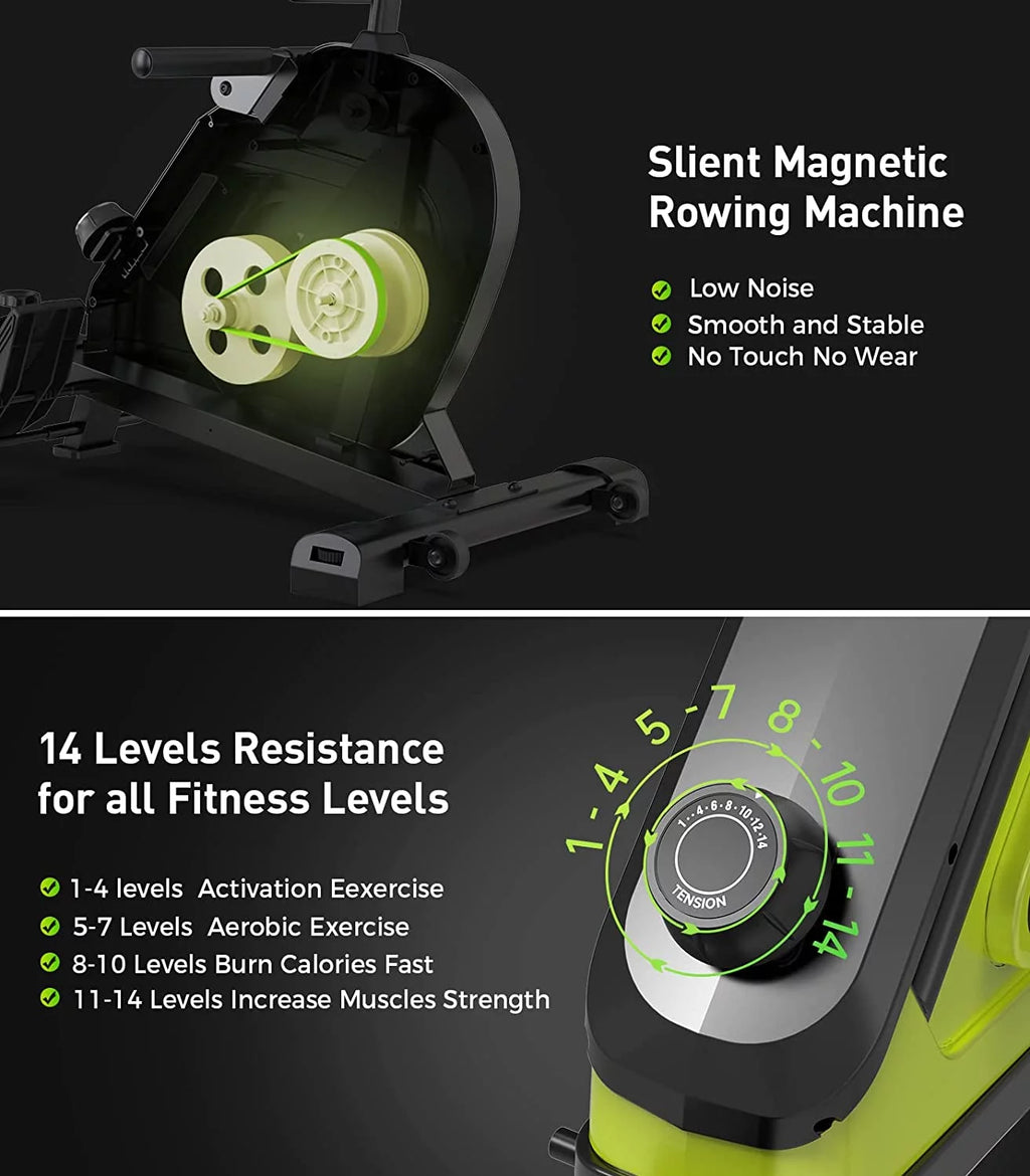 Magnetic Rowing Machine 14 Levels 350 LBS with LCD Monitor Z90127