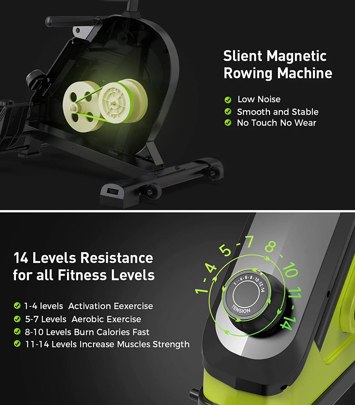 Magnetic Rowing Machine 14 Levels 350 LBS with LCD Monitor Z90127