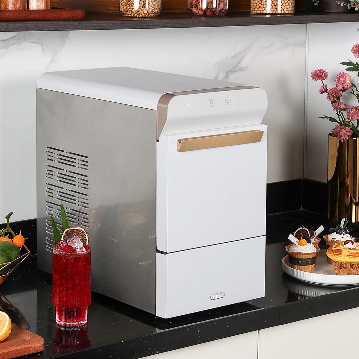 White Stainless Steel Countertop Nugget Ice Maker K4936