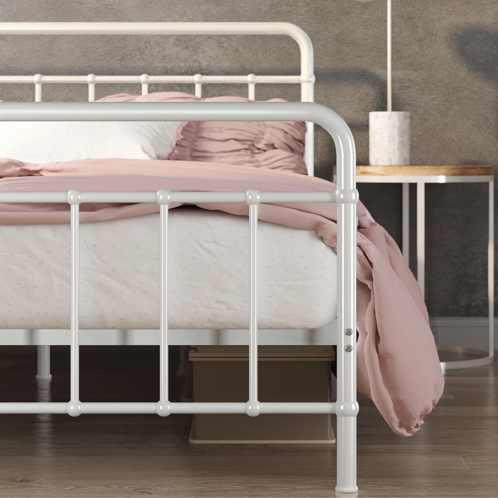 White Full Metal Platform Bed Frame L498