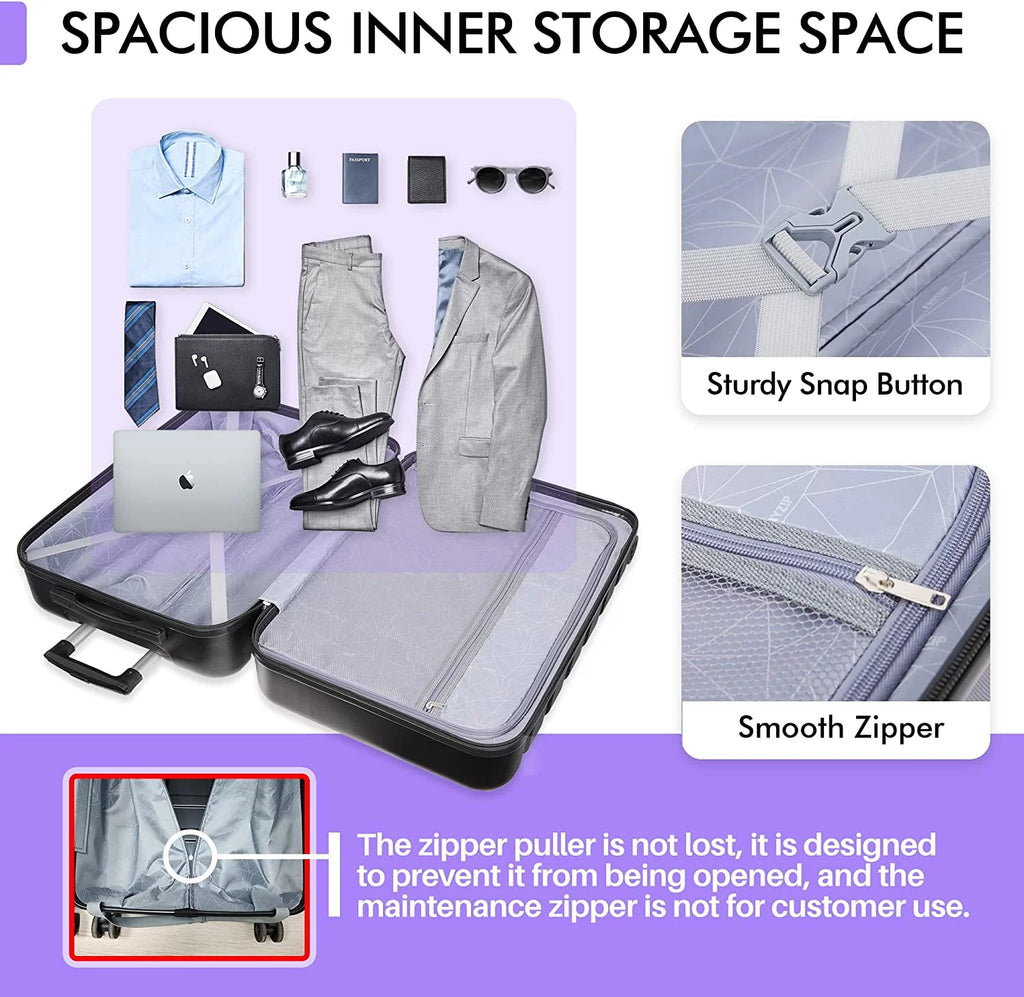 3 Piece PC ABS Hardside Lightweight Luggage Set with TSA Lock V7306