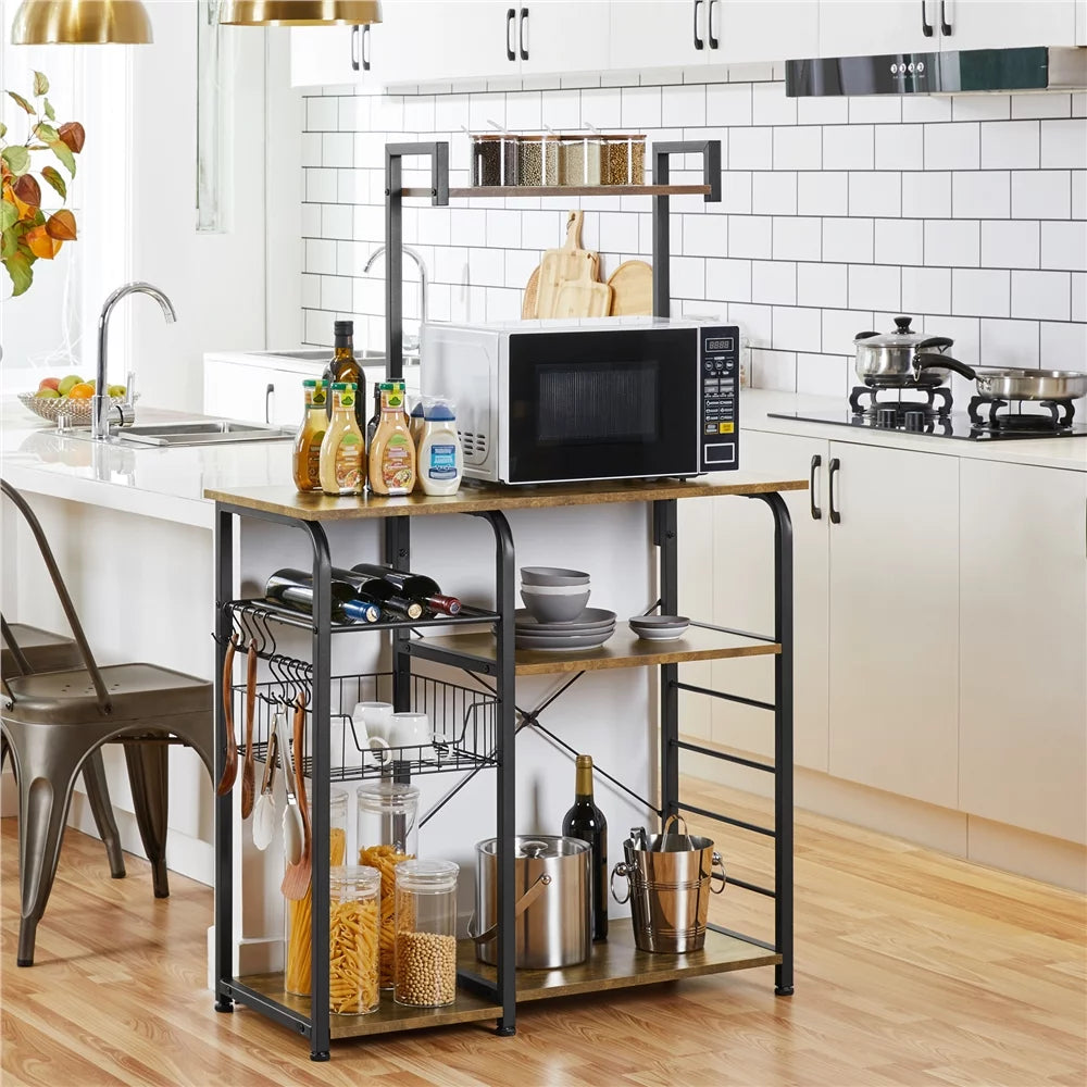 35.5" Kitchen Storage Shelf Baker's Rack with 10 Hooks X965