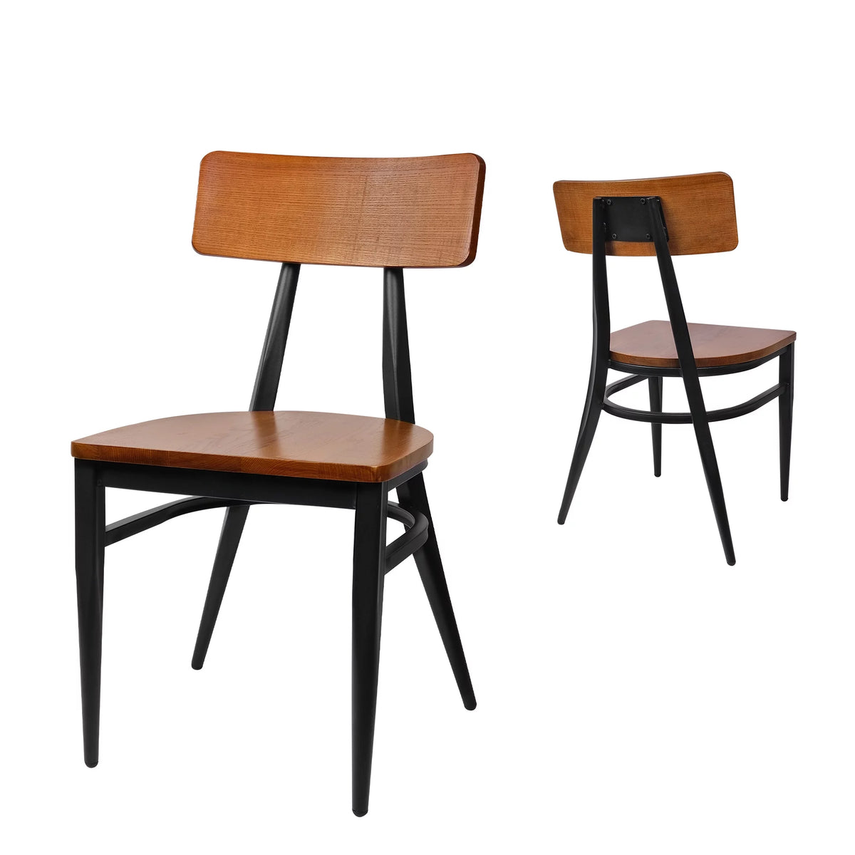Mid Century Modern Dining Chairs Set of 2 Walnut Wooden B364515