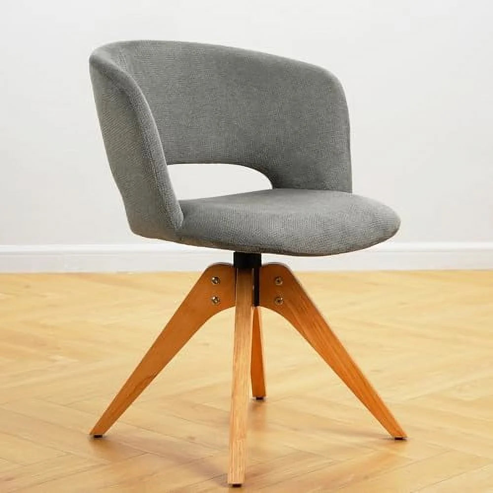 Blue Upholstered Swivel Accent Chair with Solid Wood Legs V69844
