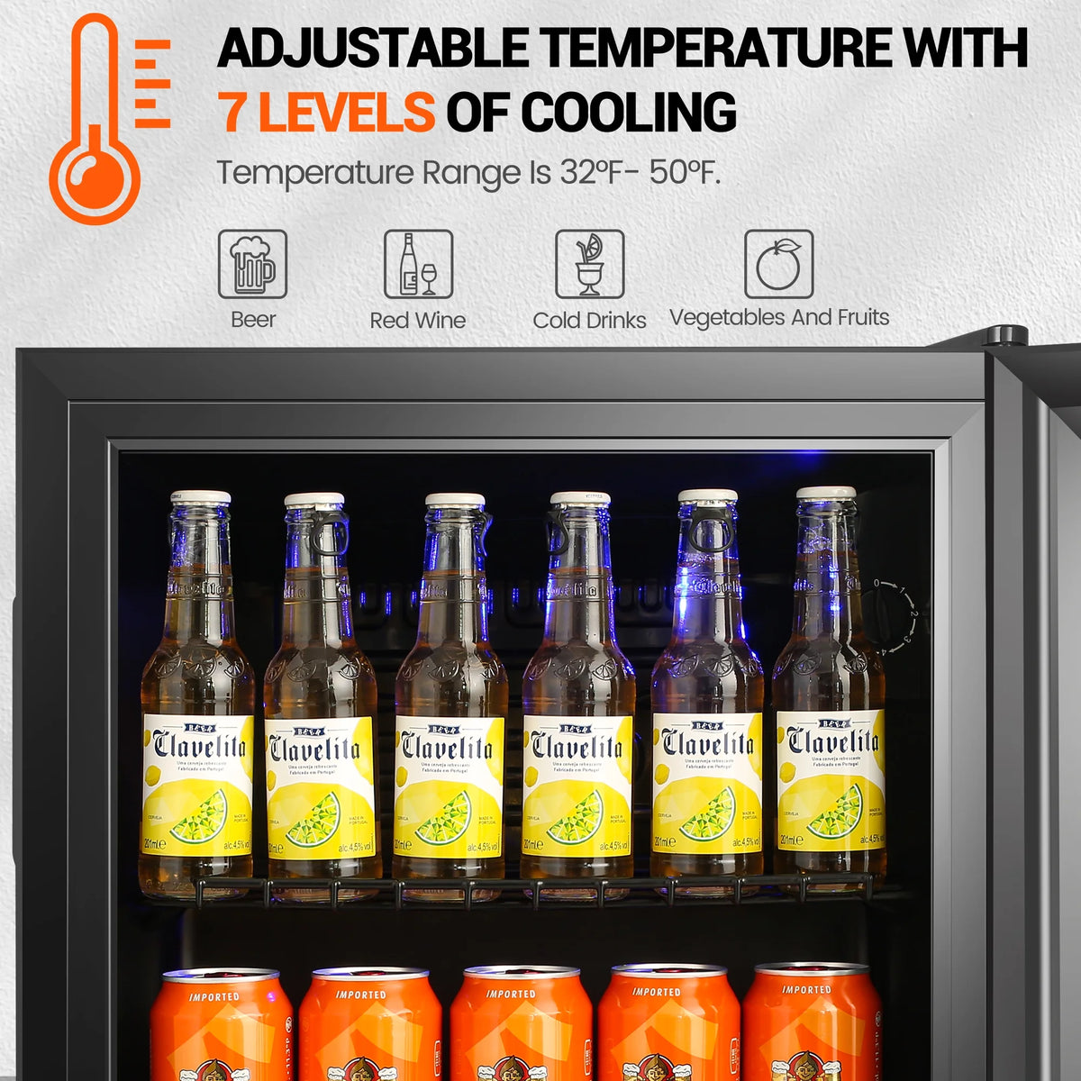 62-Can Beverage Refrigerator & Cooler with Glass Door U86312