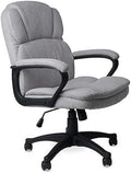 Ergonomic Upholstered Swivel Office Chair with Headrest and Armrest L6128