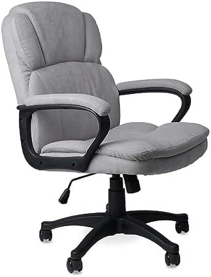 Ergonomic Upholstered Swivel Office Chair with Headrest and Armrest L6128