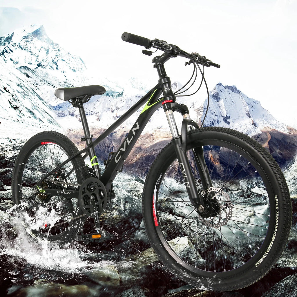 24 inch 21 Speed Black Mountain Bikes P8959