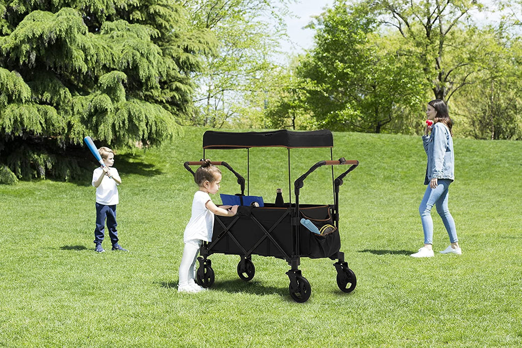 Black 2 Kids Stroller Wagon with Canopy B6329