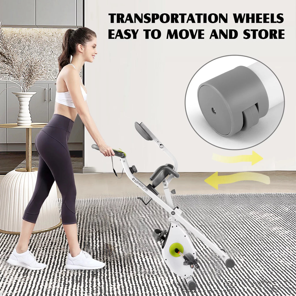 Folding Upright Cycling Exercise Bike with Backrest Magnetic Resistance I585066