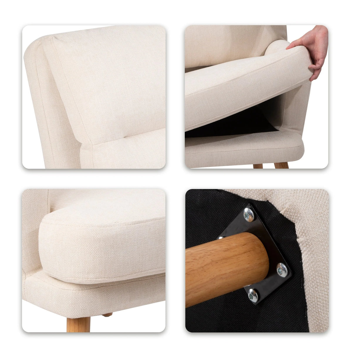 Beige Fabric Accent Chair with Ottoman X8858