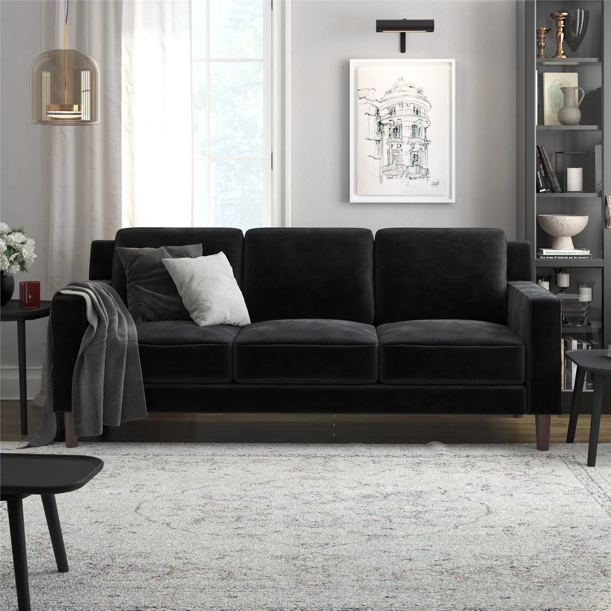 Green Velvet 3 Seater Sofa J947918