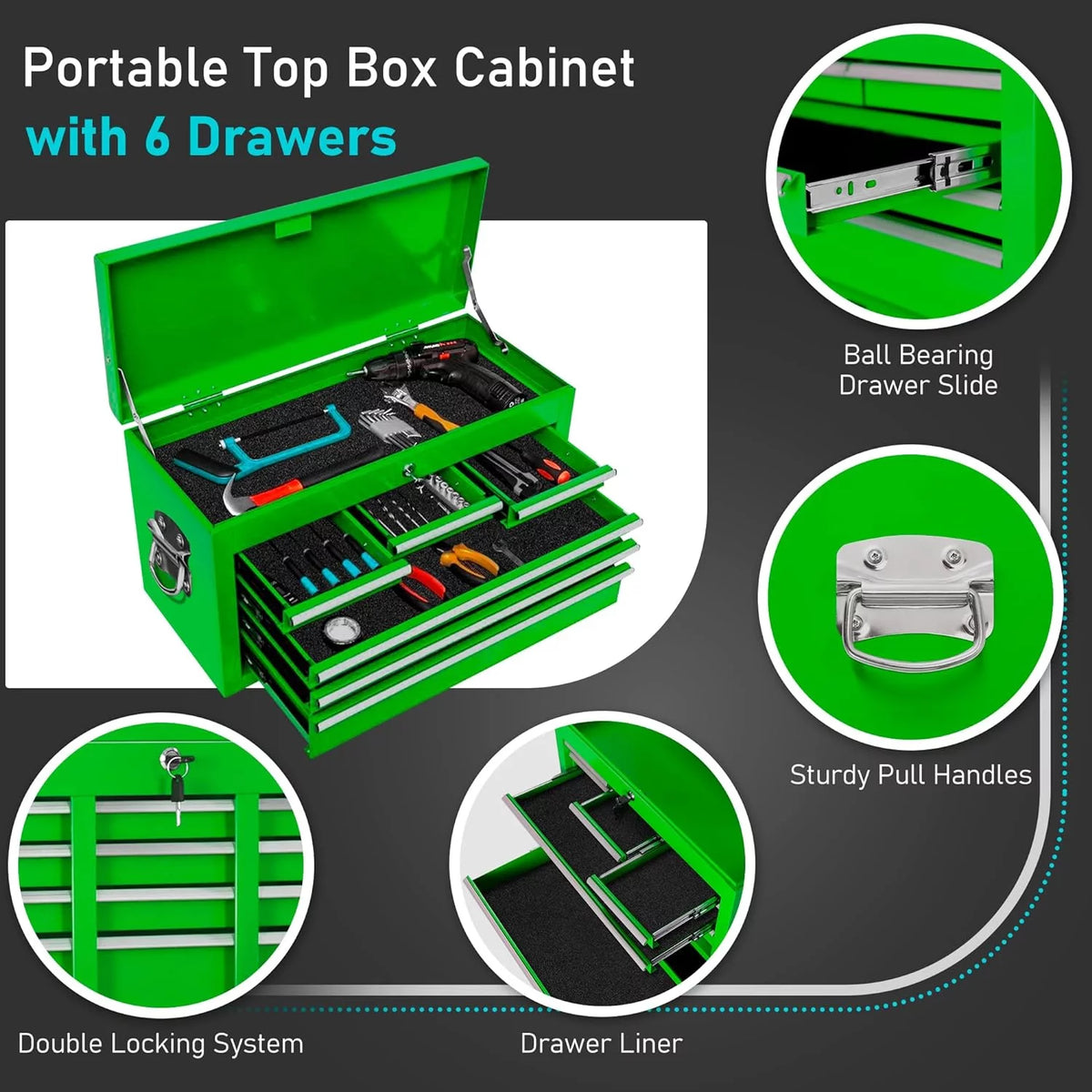Black 8 Drawer Rolling Tool Chest and Cabinet K3171