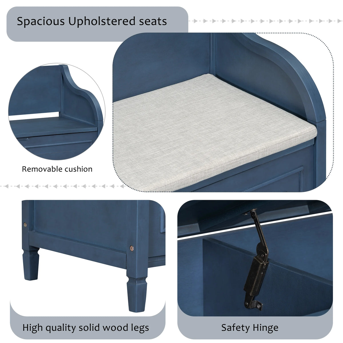 Blue Storage Bench with Hidden Storage K6357