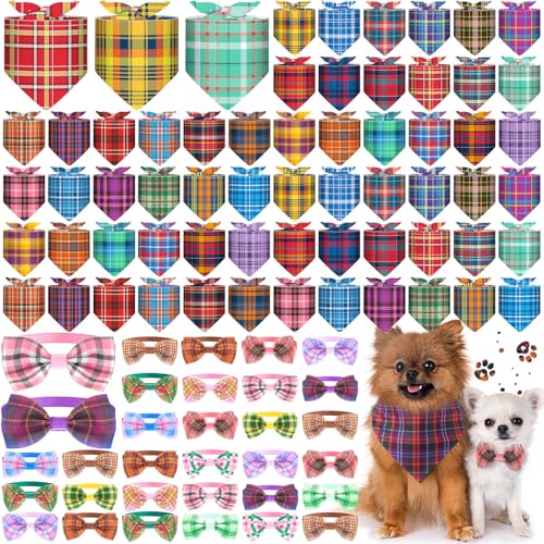 Adjustable Plaid Striped Dog Bandanas T3241