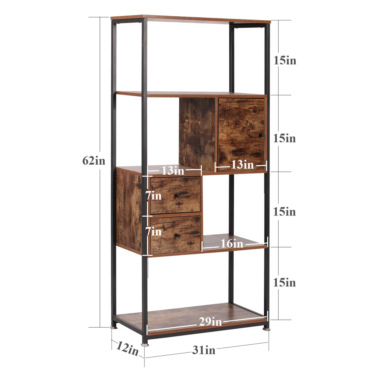 4-Tier Wooden Bookshelf with Drawer X115