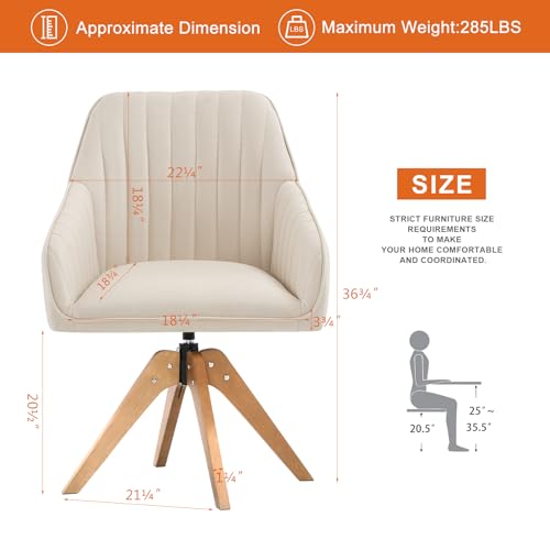 Beige Faux Linen Swivel Accent Chair with Arms X196