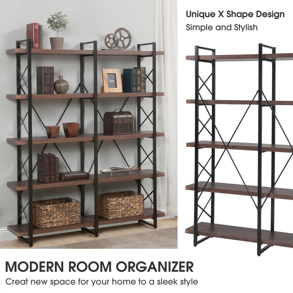5 Tier Bookshelf with Metal Frame P1189