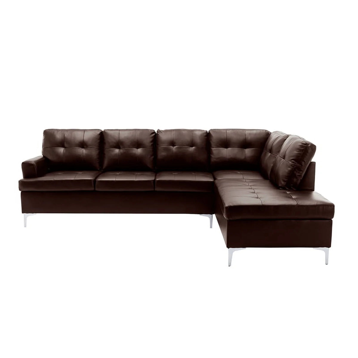 Brown Faux Leather Sectional Sofa U701887