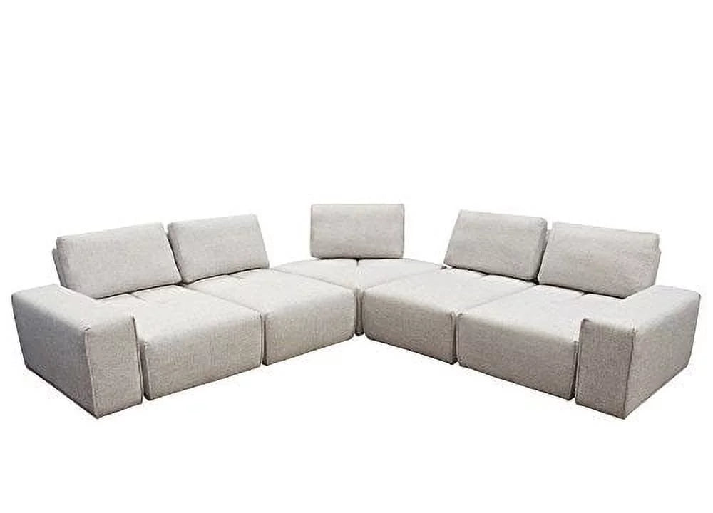 Light Brown Fabric 5-Seater Corner Sectional U486