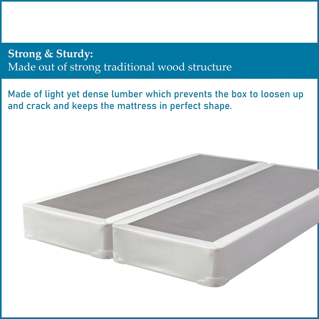 8" Split Wood Box Spring, King, White N786409