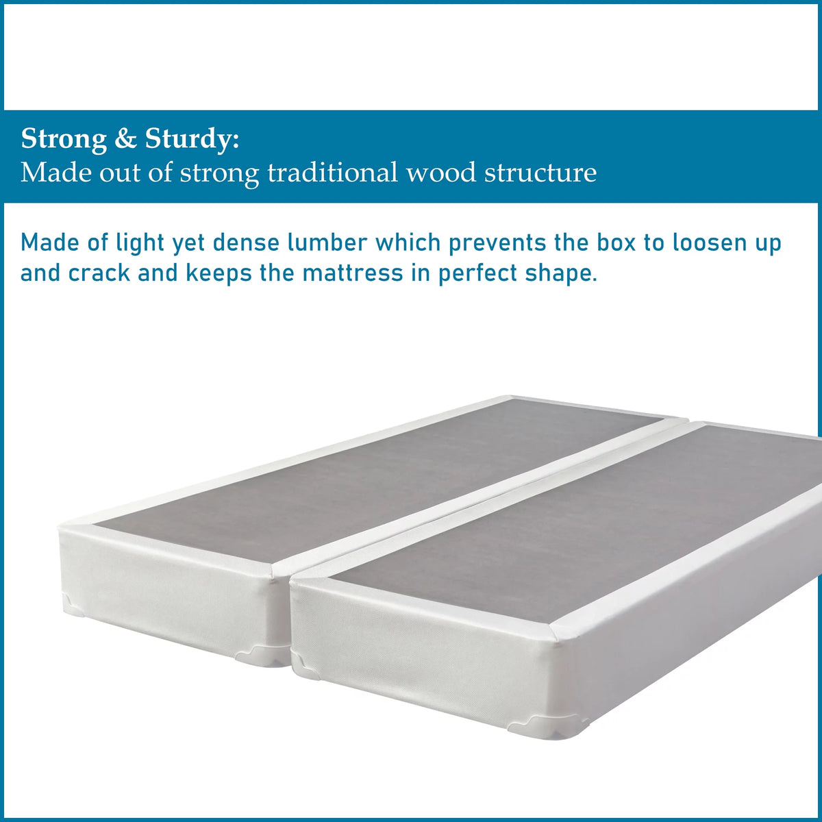 8" Split Wood Box Spring, King, White N786409