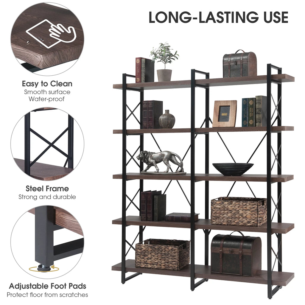 5 Tier Bookshelf with Metal Frame P1189