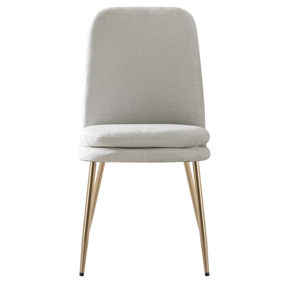 Set of 2 Beige Upholstered Dining Chairs with Metal Legs N47791