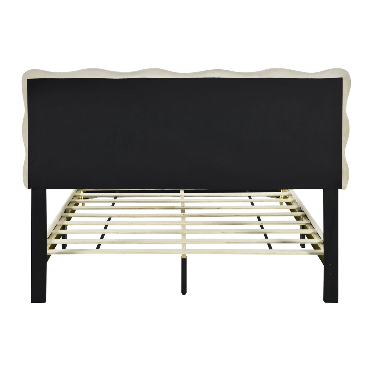 Queen Size Beige Velvet Upholstered Platform Bed with LED N941