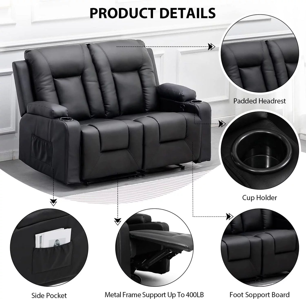 Black 3PC Bonded Leather Recliner Set S715664