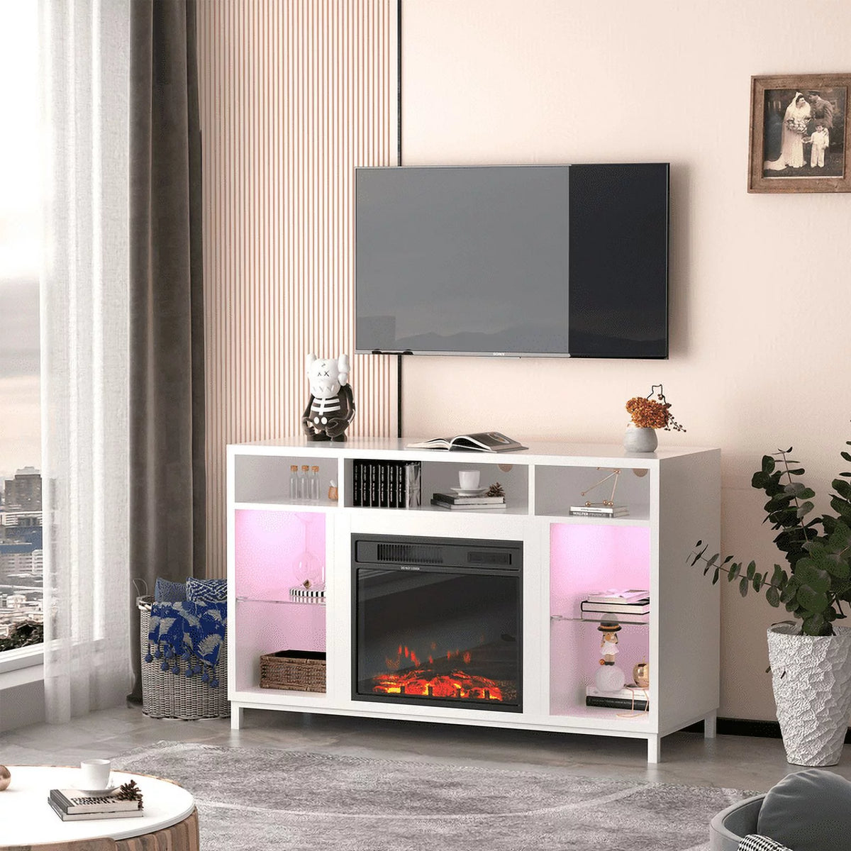 47'' TV Stand with 18" Electric Fireplace J13854