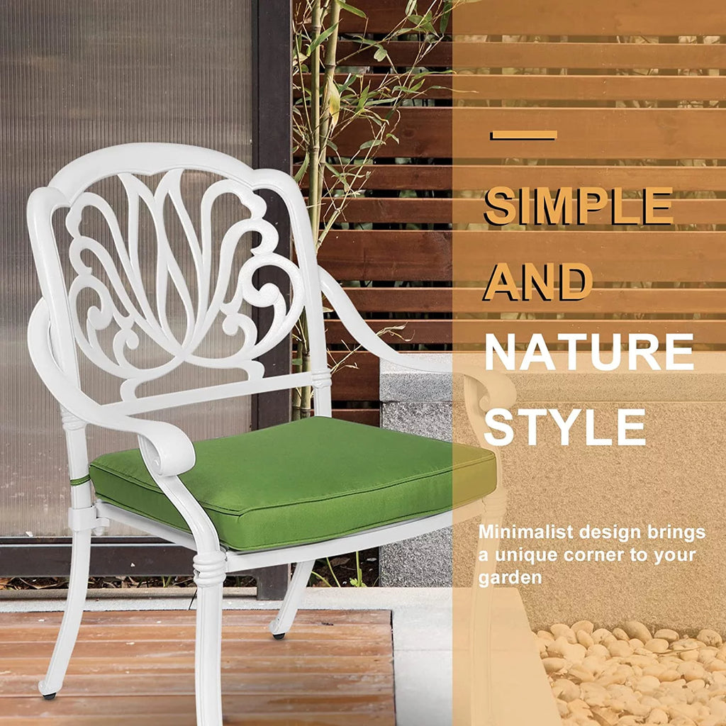 3-Piece Cast Aluminum Outdoor Patio Dining Set with 2 Cushioned Chairs and Round Table R538