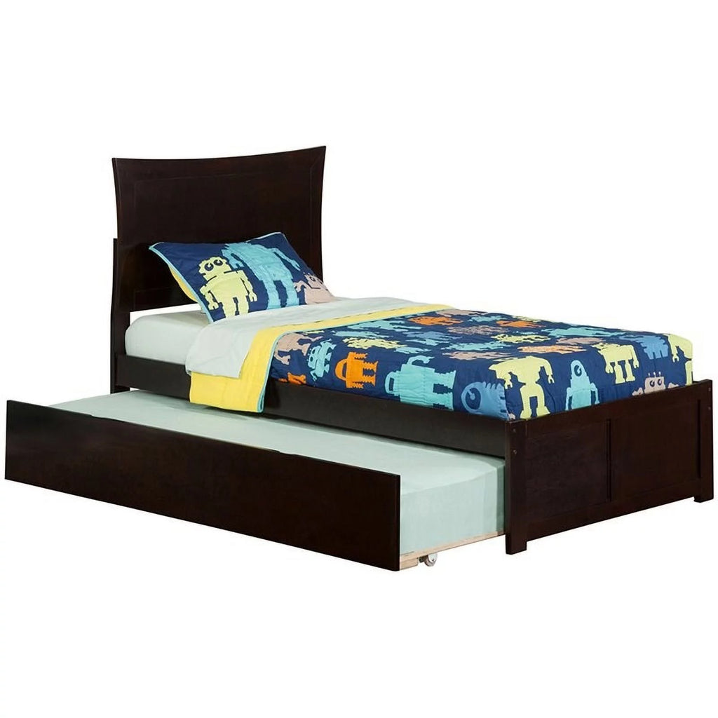 Espresso Solid Wood Twin Trundle Platform Bed T630