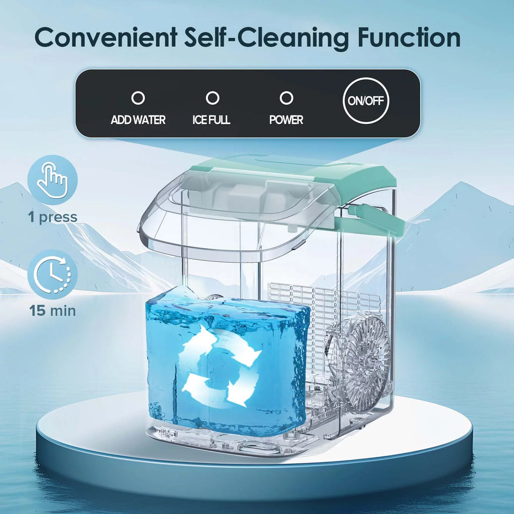 Nugget Ice Maker Countertop 33lbs/24H Self-Cleaning Portable Ice Machine Gray Q280