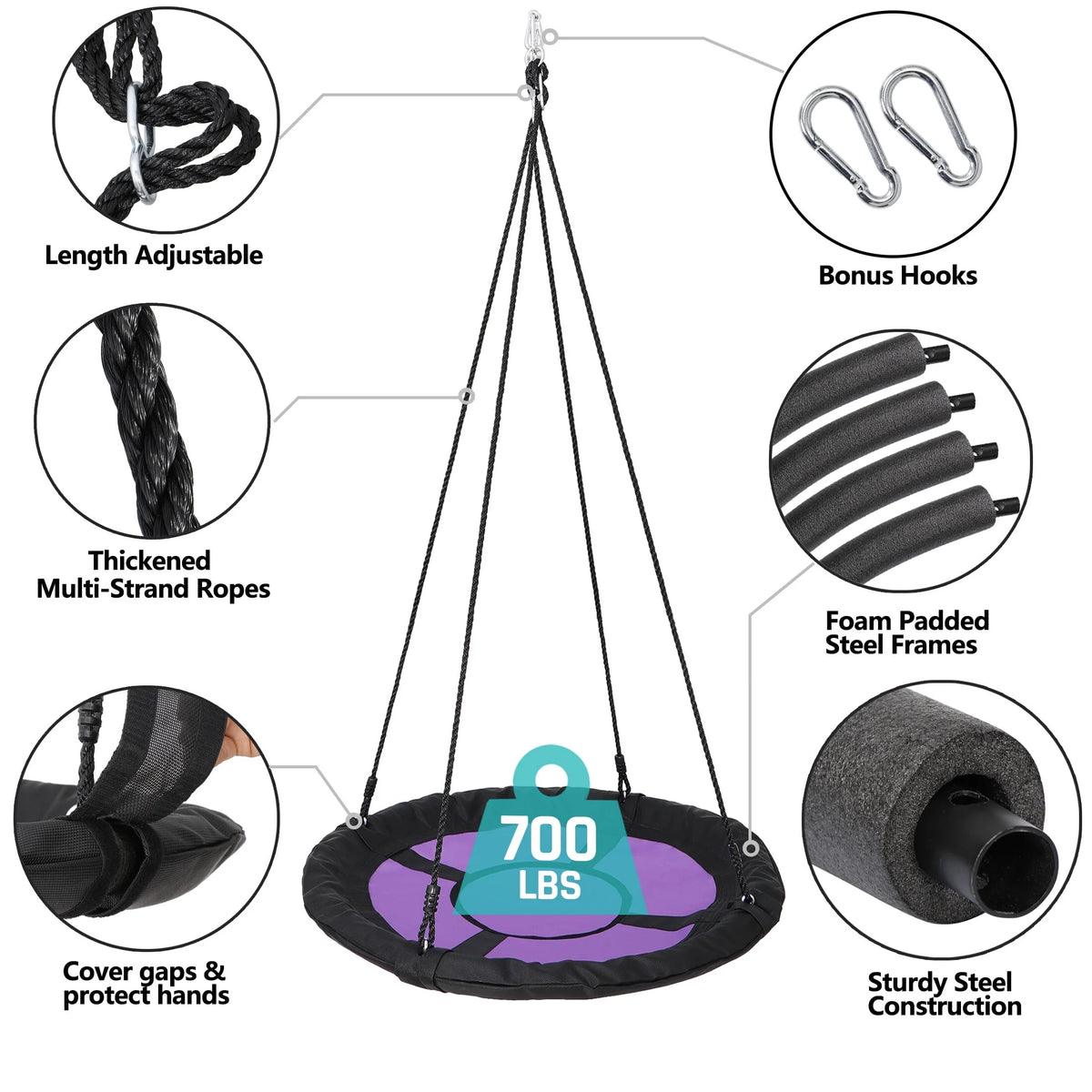 Kids 440lbs Swing Frame Stand Set with Saucer Swing A4850