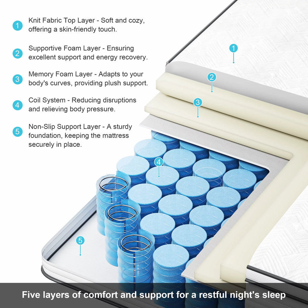 12 inch King Gel Memory Foam Hybrid Mattress D883