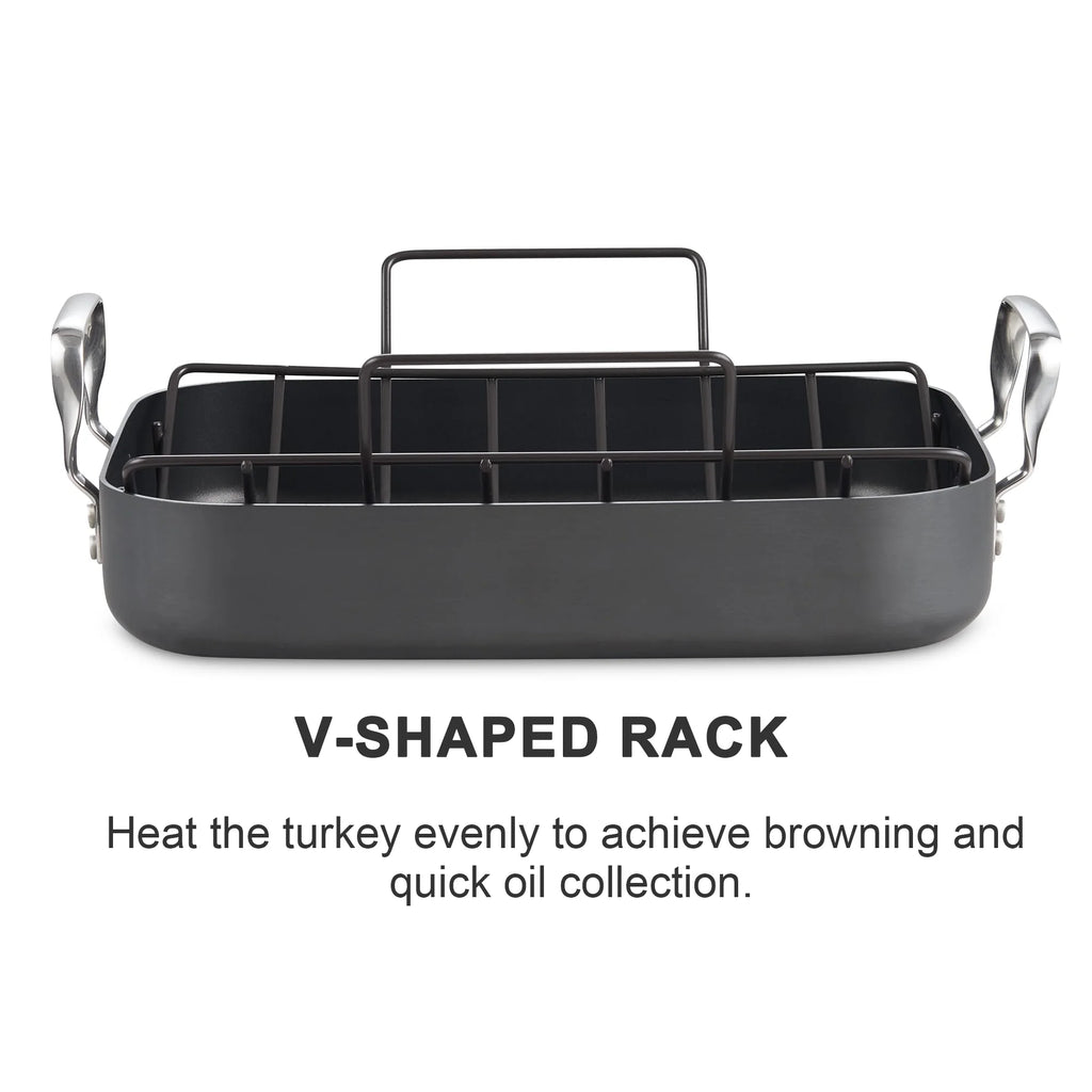 Hard Anodized Nonstick Roasting Pan with Rack D7180