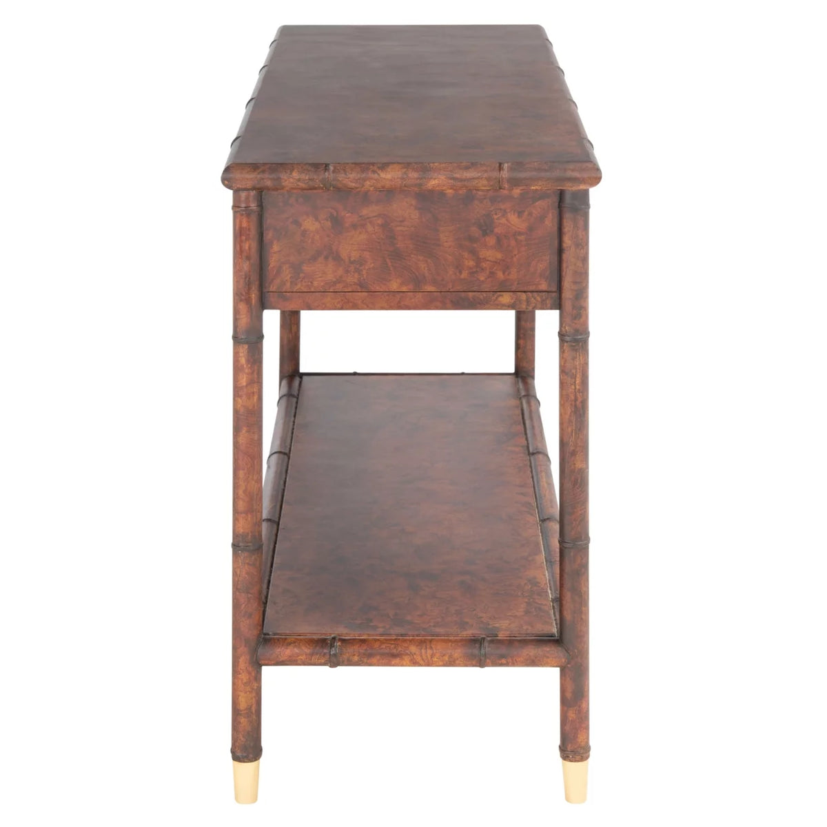 Dark Brown Gold Wood Console Table with Drawer U624550