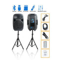 Dual 15" Powered Active PA Speakers System B406